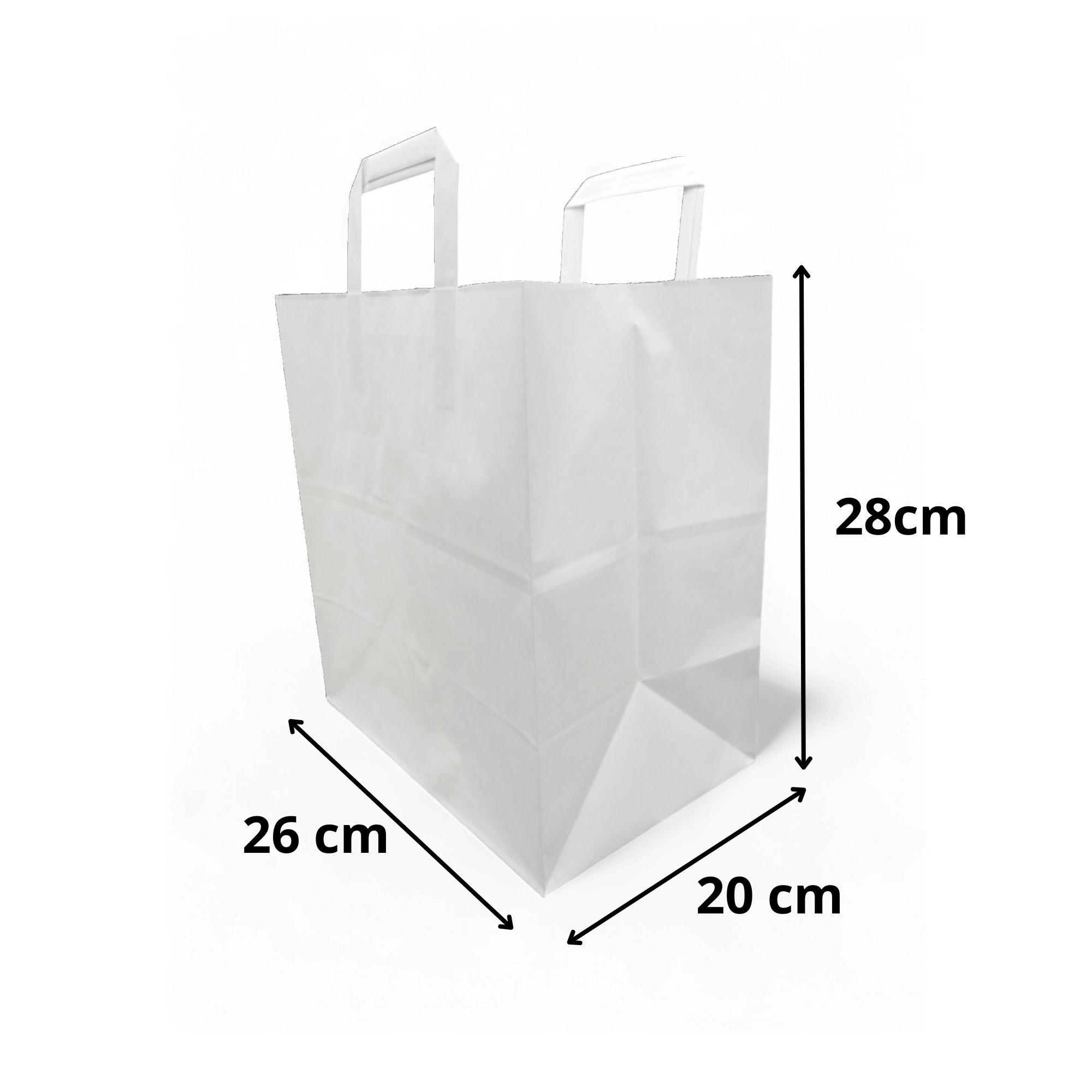 Sac kraft blanc 26+20x28 cm avec poignées plates